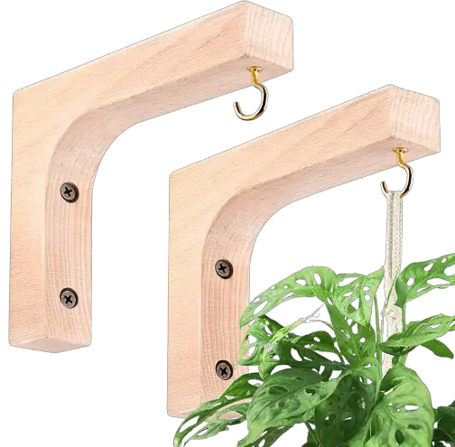 Jantens 2 Pack Wooden Hanging Plant Hook