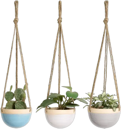 Mkono 4.5 Inch Ceramic Hanging Planter Set