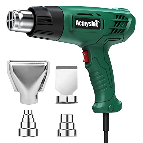 Heat Gun, Heavy Duty Hot Air Gun Kit Dual Temperature Settings 572℉~932℉ (300℃-500℃), Overload Protection with 4 Nozzles for Crafts, Shrink Wrapping/Tubing, Paint Removing, Epoxy Resin