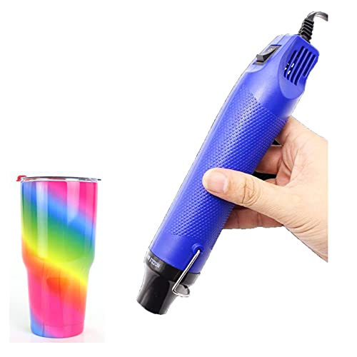 Mini Heat Gun for Epoxy Resin 300W Portable Handheld Heat Gun for Crafts Embossing, Shrink Wrapping, Drying Paint, Clay, Rubber Stamp Heat Tools, Dryer Craft Heat Tool for Cup Turner (Blue)