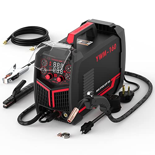 YESWELDER Gas Gasless 160A Multiprocess MIG Welder, Flux Core/MIG/Lift TIG/Stick ARC Welder 4 in 1 Welding Machine, Synergic Control 110V/220V Dual Voltage