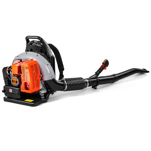 HTK Backpack Blower, 63CC Gas Powered Leaf Blower with 665 CFM & 205 MPH for Commercial Lawn Care, Yard Debris & Snow Removal