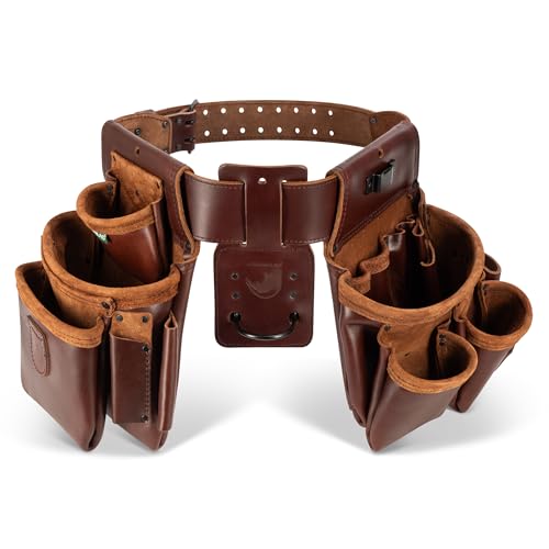 STRONGLAD Framing Tool Belt – 21-Pocket Full-Grain Leather, Carpenter Oil-Tanned Construction Tool Belt | Carpenter Tool Bags | Pro-Grade Gear