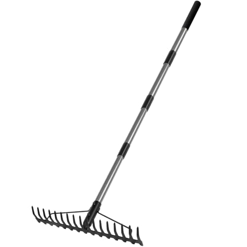 Walensee 5.4FT Bow Rake Heavy Duty Garden Rake with Stainless Steel Handle, 17 Steel Tines Garden Tool for Loosening Soil Gathering Leaf Leveling Lawn Farming Land Management Yarn Thatch Rakes