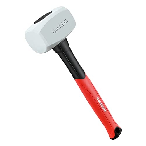 Goldblatt Rubber Mallet 16 oz. Low Recoil Rubber Hammer with Solid Head & Soft-grip Handle, Double-Faced Soft Mallets, Soft Blow Tasks, No Damage for Camping, Woodworking and Flooring | White