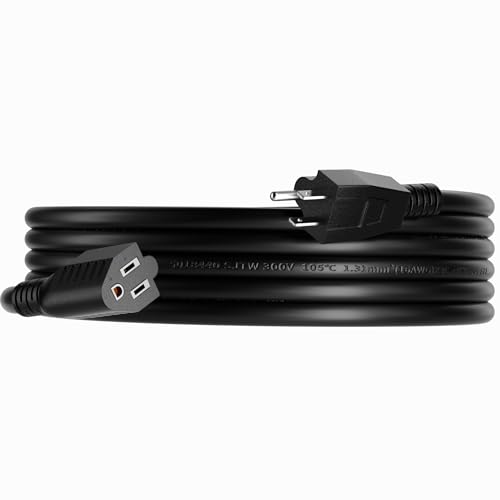 16/3 10 FT Outdoor Extension Cord Waterproof, Weatherproof & Flame Retardant Black 3 Prong Power Cord Outside for Lawn & Garden, 13 Amps 1625 Watts 125 VAC 16AWG SJTW, ETL Listed