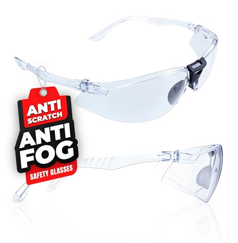 LIBUS Neon Safety Glasses Clear Anti-fog and Anti-scratch, ANSI Z87.1 Standard, UV Protection, For Men And Women, Front and Side Protection From Sparks/Dust, Polycarbonate Lens With Soft Nosepiece