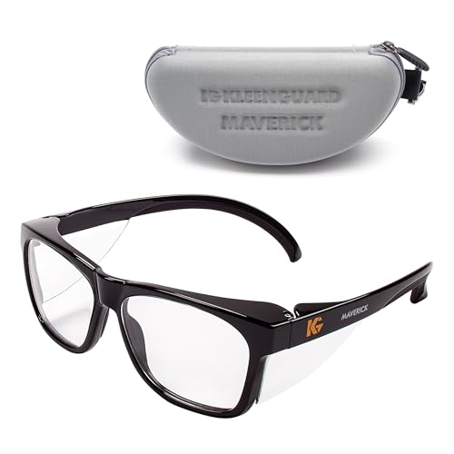 Kleenguard™ V30 Maverick™ Safety Glasses (56567), Clear Lenses with KleenVision™ Anti-Fog coating, Black Frame, Carrying Case, Eyewear for Men and Women