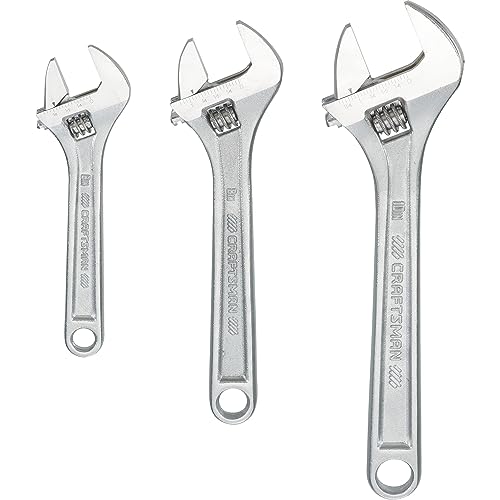 CRAFTSMAN Adjustable Wrench Set, 3-Piece All Steel, Metirc and SAE Scale (CMMT12001)