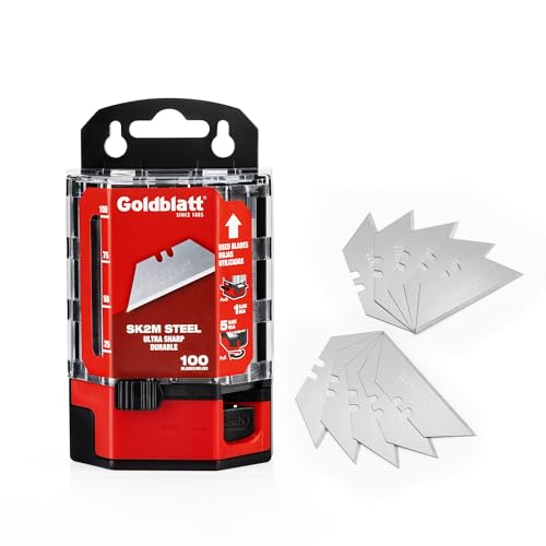 Goldblatt 100-Pack Utility Blades Premium Tempered SK2M Steel with Dispenser (G08283)