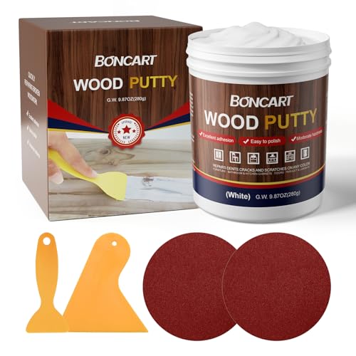BONCART Wood Filler,Wood Putty,Wood Filler Paintable,Wood Repair Putty Stainable,9.87 Ounce White wood filler,Wood furniture repair kit,Quickly repair any broken and defective wooden furniture