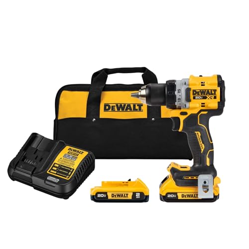 DEWALT 20V MAX XR Cordless Drill/Driver Kit, Brushless, Compact, with 2 Batteries and Charger (DCD800D2)