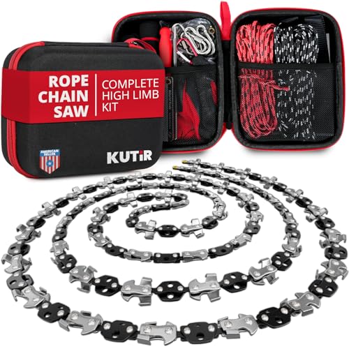 55 Inch High Limb Rope Saw – 360 Rope Chain Saw for Manual Tree Limb Cutting – Sharp Hand Chainsaw with Dual-Sided Blades – Fast and Easy Pocket Chainsaw with Ergonomic Handles and Carrying Case