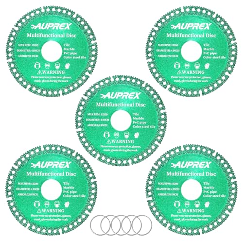 AUPREX 5 Pack 4 Inch Indestructible Disc for Grinder, 7/8