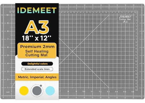 Premium Self Healing Cutting Mat 18'' x 12'', A3 Non-slip Sewing Mat for Quilting, 5-Ply Rotary Cutting Board Double-Sided for Crafts Cutting Fabric Scrapbooking Modeling Projects, Anthracite Gray