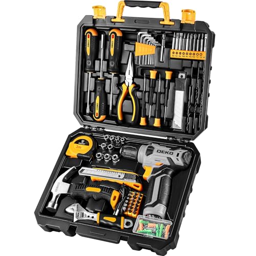DEKOPRO Tool Set：Tool Kit with 8V Cordless Drill,Tool Box with Drill,Hand Drill Set for Men & Women,Home Tool Kits for House Repair,Handyman,DIY 126 Piece