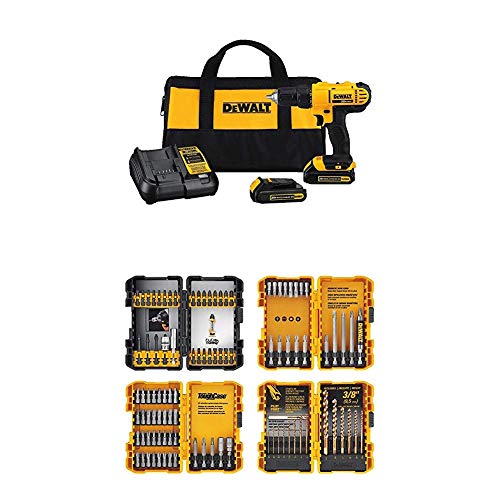 DEWALT 20V MAX* Cordless Drill / Driver Kit with Screwdriver/Drill Bit Set, 100-Piece (DCD771C2 & DWA2FTS100)