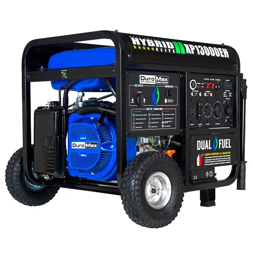 DuroMax XP13000EH 13,000-Watt Dual Fuel Portable Generator - Gas & Propane, Electric Start, Whole Home Backup Power, Transfer Switch Ready, RV & Emergency Ready