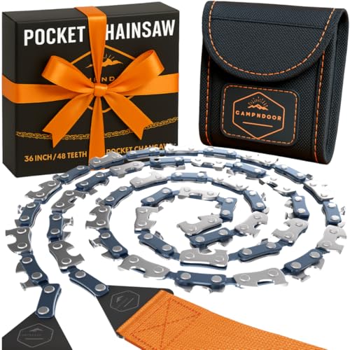 Pocket Chainsaw Survival Gear Supplies - Hand Chain Saw for Camping, Hiking & Backpacking - Manual Wire Saw for Trees - Portable Survival Equipment - Bushcraft Gear & Prepper Supplies Military